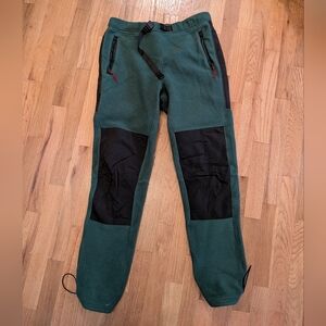Topo Designs Forest Green Fleece Pants with Black Panels